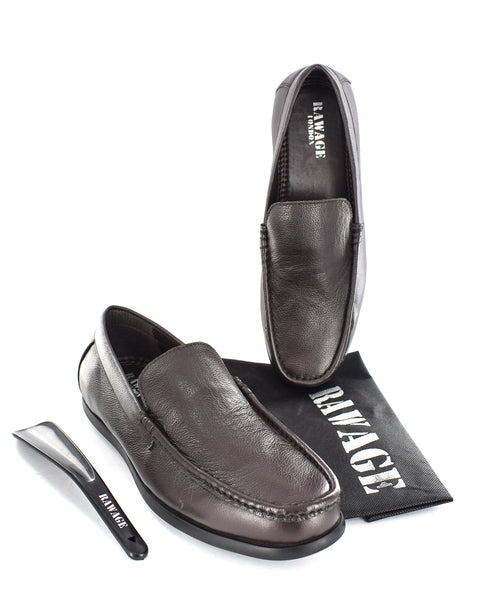 MEN'S BROWN DRIVING LEATHER SLIP ON SHOES