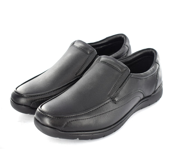 MENS Black Genuine Leather Upper Comfort Slip-On Formal/Casual Shoes