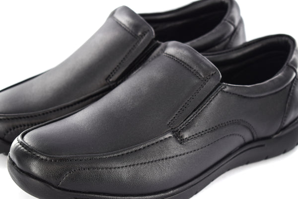 MENS Black Genuine Leather Upper Comfort Slip-On Formal/Casual Shoes