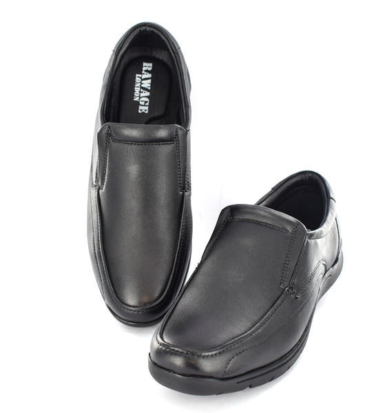 MENS Black Genuine Leather Upper Comfort Slip-On Formal/Casual Shoes