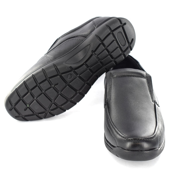 MENS Black Genuine Leather Upper Comfort Slip-On Formal/Casual Shoes