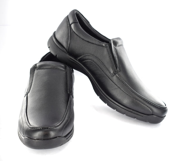 MENS Black Genuine Leather Upper Comfort Slip-On Formal/Casual Shoes