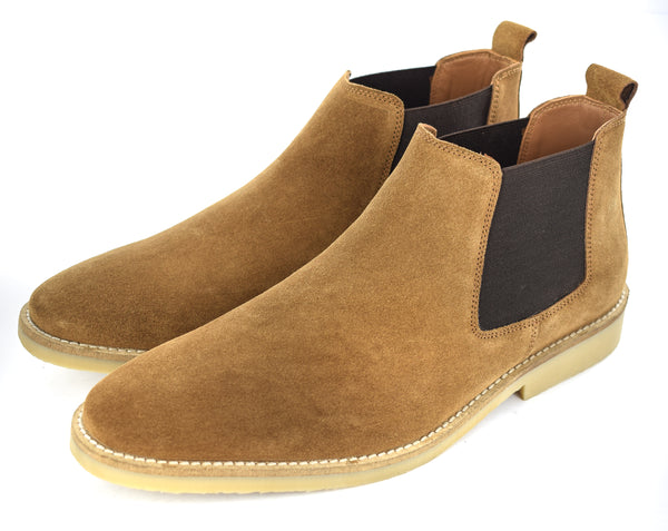 MENS TAN GENUINE SUEDE CHELSEA BOOTS