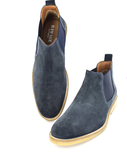 MENS NAVY GENUINE SUEDE CHELSEA BOOTS