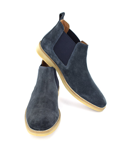 MENS NAVY GENUINE SUEDE CHELSEA BOOTS