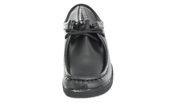 KIDS/BOYS BLACK PU LEATHER LACE UP WALLABEE SCHOOL SHOES SIZE 13-6