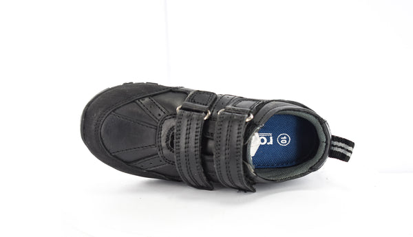 KIDS/BOYS BLACK LEATHER RUBBER TOE GAURD SCHOOL SHOES/TRAINERS