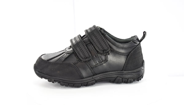 KIDS/BOYS BLACK LEATHER RUBBER TOE GAURD SCHOOL SHOES/TRAINERS