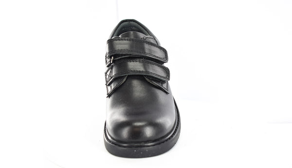 B079A Boys Black Leather Twin Touch Fastening Casual/School Shoe