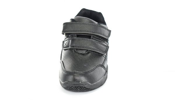 B395A 'FREDDIE' Black Boys PU Twin Touch Fastening School Shoe