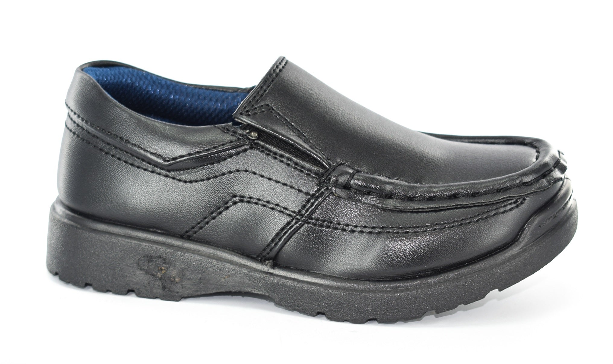 KIDS/BOYS BLACK FAUX LEATHER SLIP ON BOAT SCHOOL SHOES UK SIZE 8-2