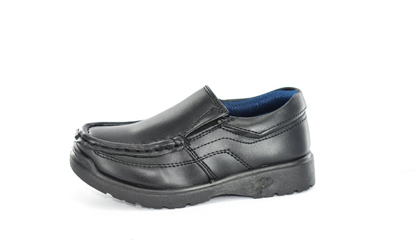 KIDS/BOYS BLACK FAUX LEATHER SLIP ON BOAT SCHOOL SHOES UK SIZE 8-2