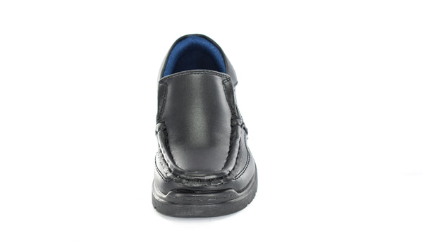 KIDS/BOYS BLACK FAUX LEATHER SLIP ON BOAT SCHOOL SHOES UK SIZE 8-2