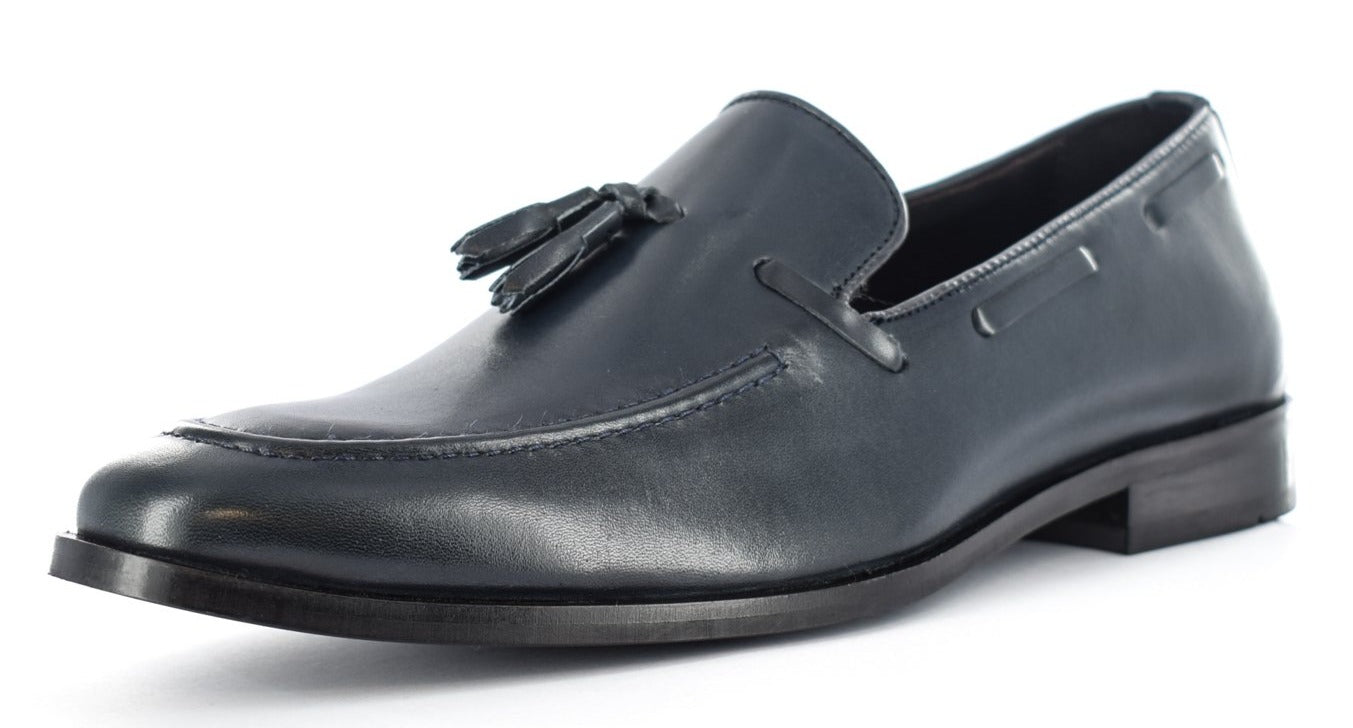 MENS NAVY ORIGINAL LEATHER FORMAL/CASUAL TASSELS SLIP ON SHOES