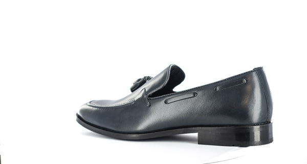 MENS NAVY ORIGINAL LEATHER FORMAL/CASUAL TASSELS SLIP ON SHOES