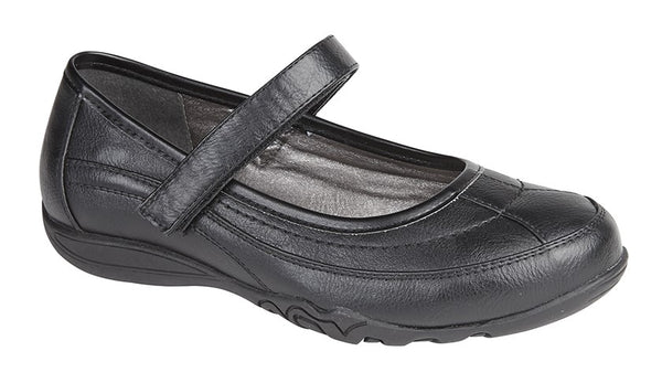 GIRLS BLACKS FAUX LEATHER SCHOOL SHOES UK SIZE 12-5