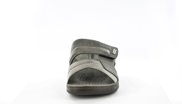 MENS GREY TOUCH FASTENING SUMMER SLIPPERS/SANDALS/MULE