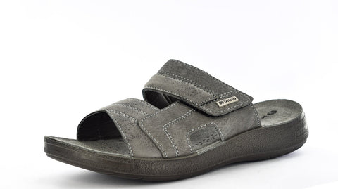 MENS GREY TOUCH FASTENING SUMMER SLIPPERS/SANDALS/MULE