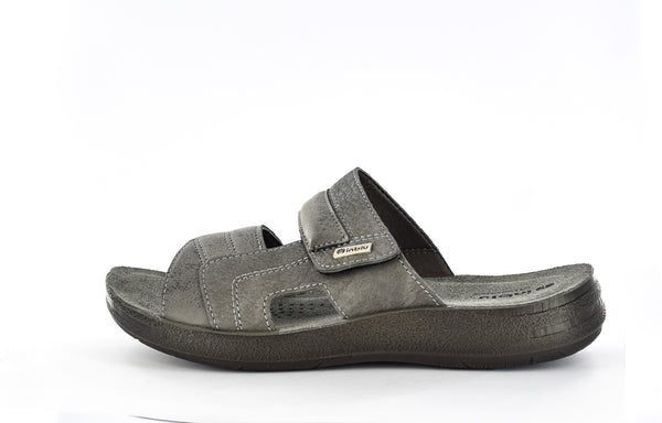 MENS GREY TOUCH FASTENING SUMMER SLIPPERS/SANDALS/MULE