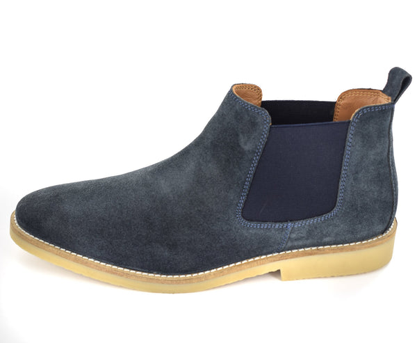 MENS NAVY GENUINE SUEDE CHELSEA BOOTS