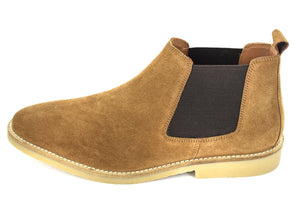 MENS TAN GENUINE SUEDE CHELSEA BOOTS