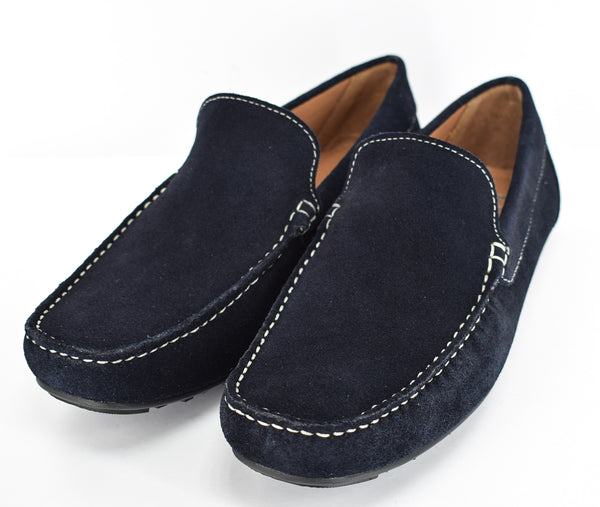 MENS NAVY ORIGINAL SUEDE CASUAL SLIP ON LOAFERS/SHOES/MOCCASIN