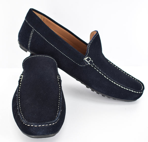 MENS NAVY ORIGINAL SUEDE CASUAL SLIP ON LOAFERS/SHOES/MOCCASIN