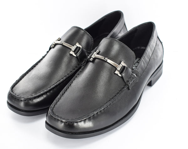 MENS SMART BLACK SNAFFLE LEATHER FORMAL/CASUAL SLIP ON SHOES/LOAFERS