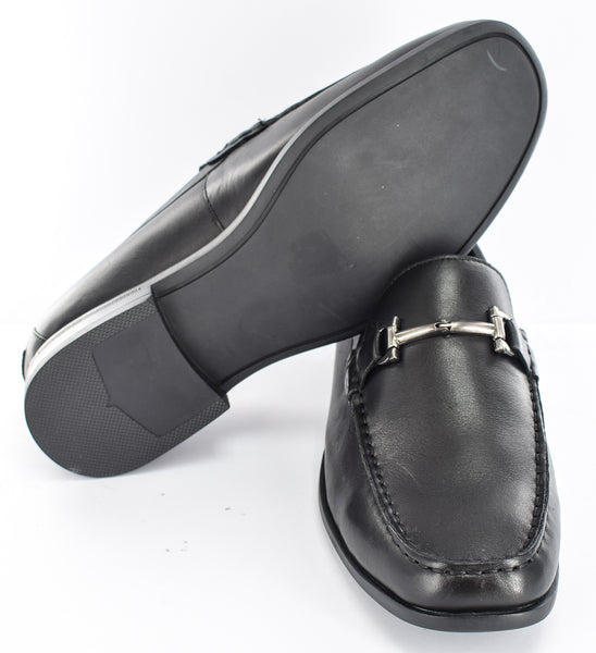 MENS SMART BLACK SNAFFLE LEATHER FORMAL/CASUAL SLIP ON SHOES/LOAFERS