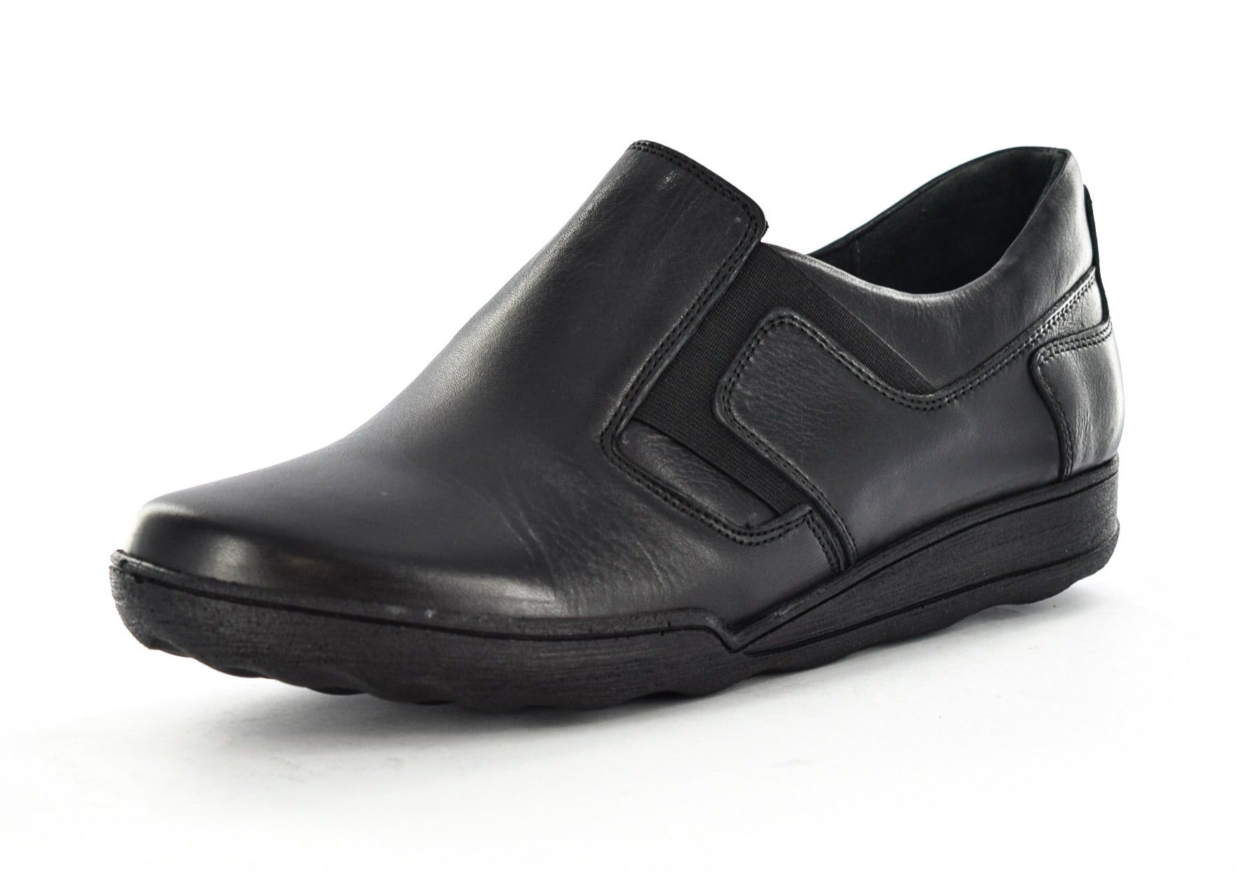 Ladies Black Leather Formal / Casual Twin Gusset Shoes