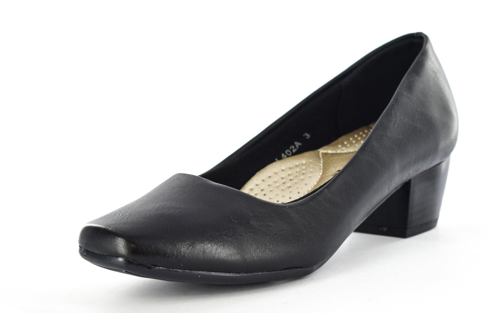 Women/Ladies Black Low Plain Block Formal/Casual Court Shoes