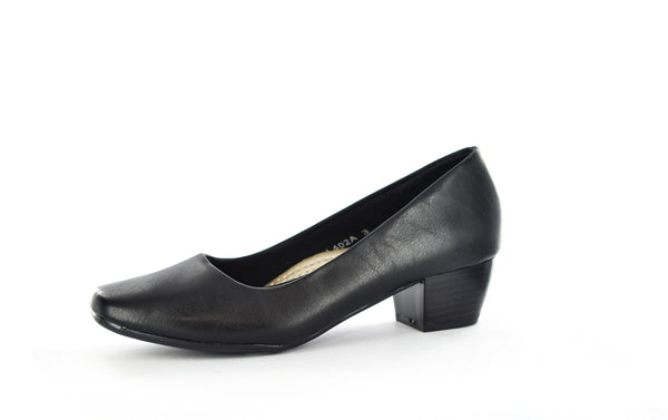 Women/Ladies Black Low Plain Block Formal/Casual Court Shoes