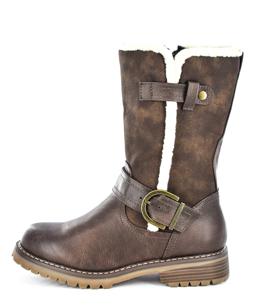 Ladies brown biker outlet boots uk