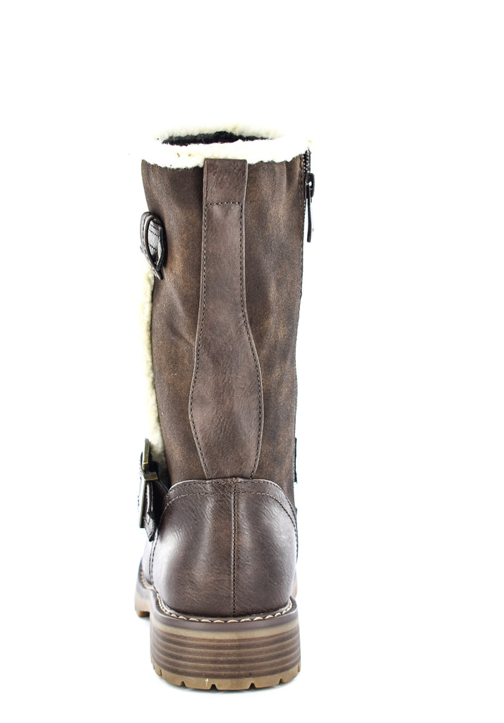 Ladies mid clearance calf biker boots