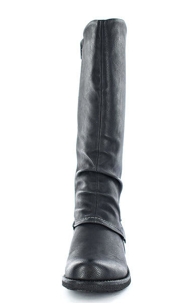 Ladies Black Imitation Nu buck Zip Up High Leg Boot