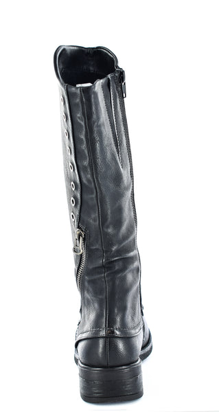 Ladies Black Imitation Nu buck Zip Up High Leg Boot