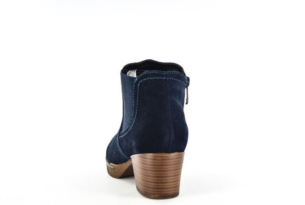 Ladies Navy Real Suede Zip Up Side Gusset Ankle Boots