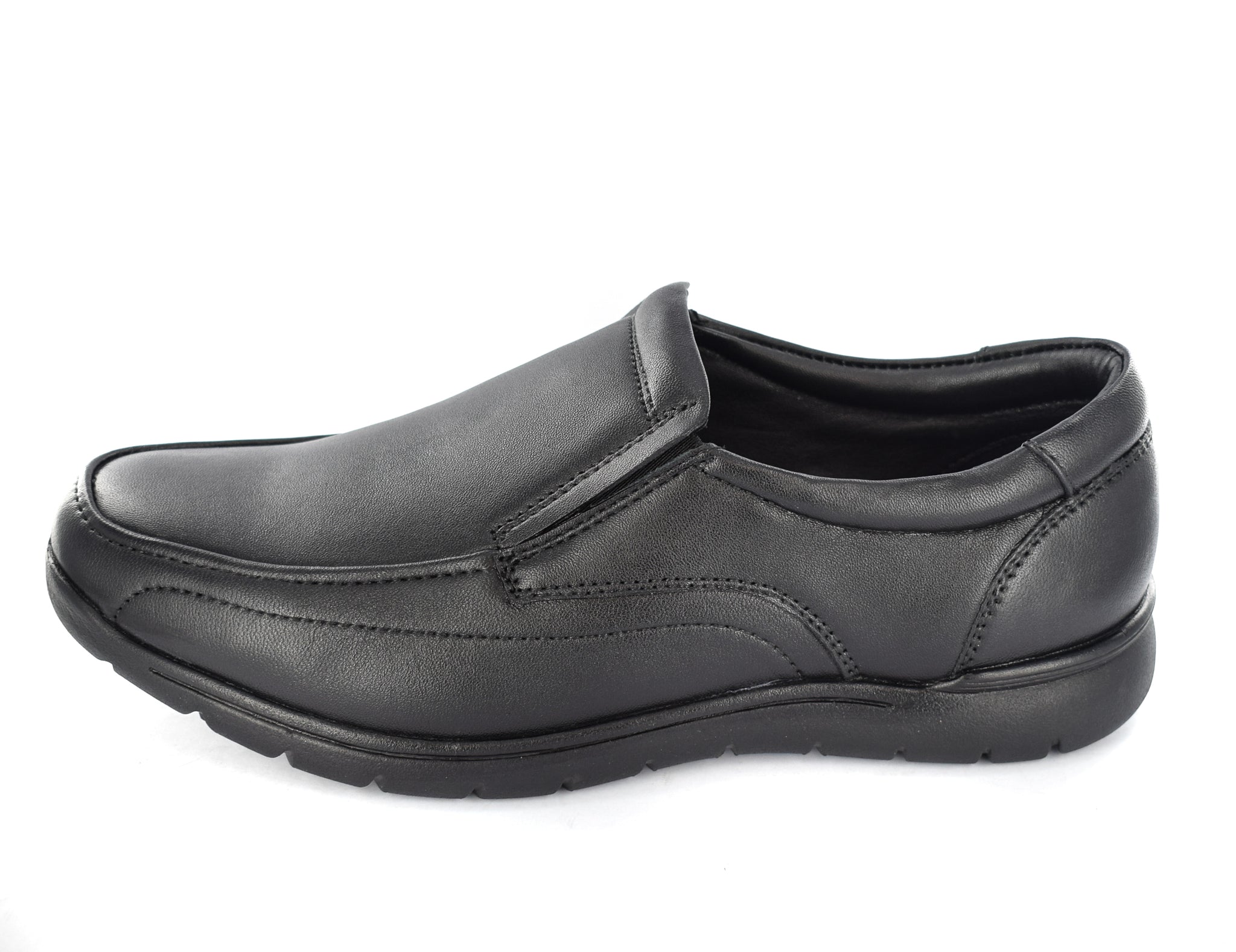 MENS Black Genuine Leather Upper Comfort Slip-On Formal/Casual Shoes