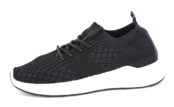 LADIES LIGHT WEIGHT KNITTED LACE UP TRAINERS