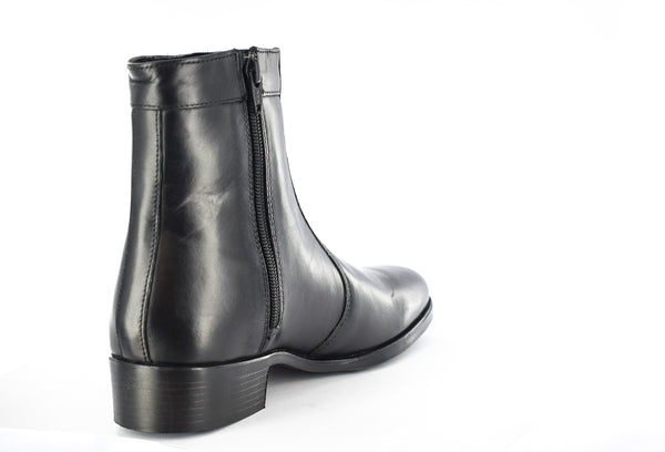 Mens Black Leather Inside Zip Ankle Boot