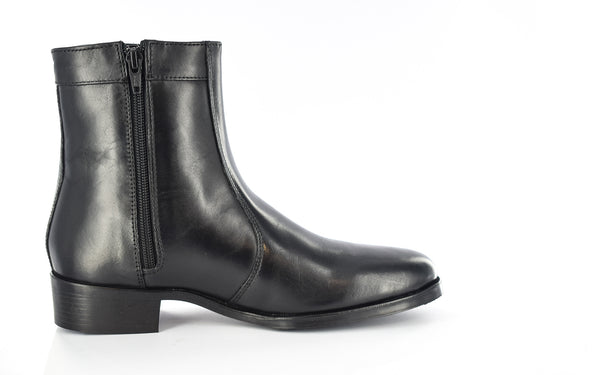 Mens Black Leather Inside Zip Ankle Boot