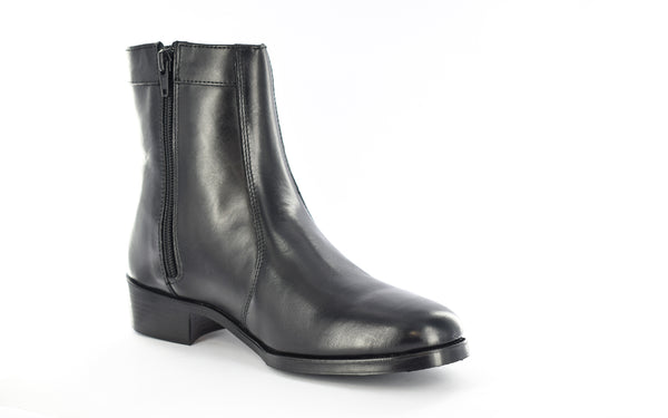 Mens Black Leather Inside Zip Ankle Boot