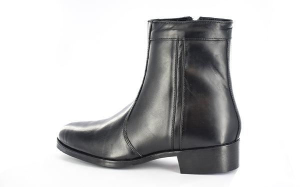 Mens Black Leather Inside Zip Ankle Boot