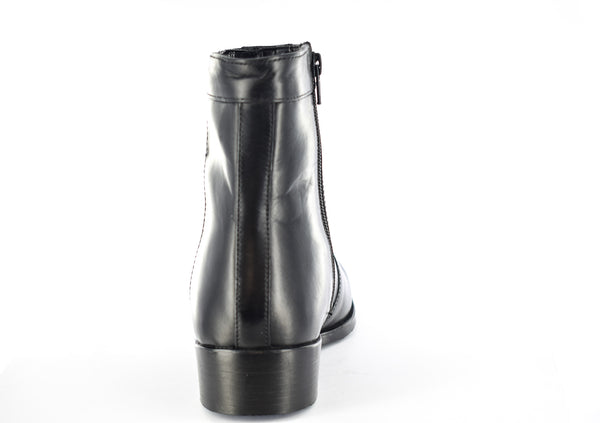 Mens Black Leather Inside Zip Ankle Boot