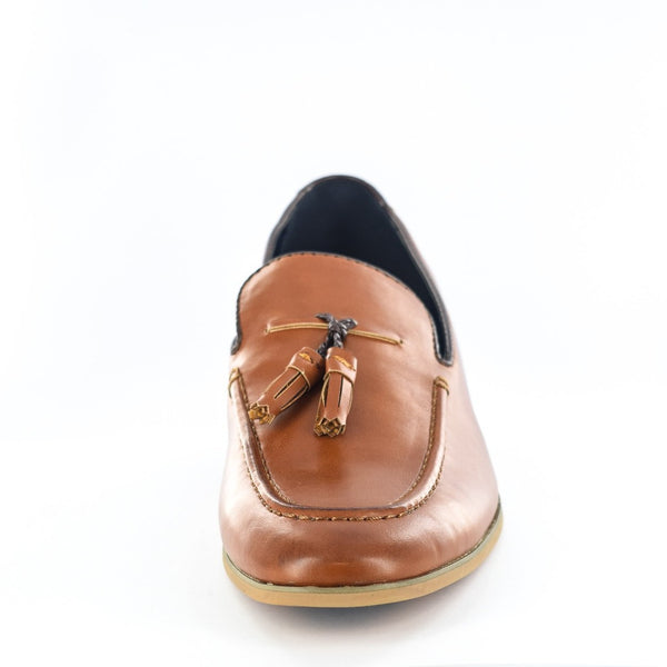 MENS TAN IMITATION LEATHER FORMAL/CASUAL TASSELS SLIP ON SHOES