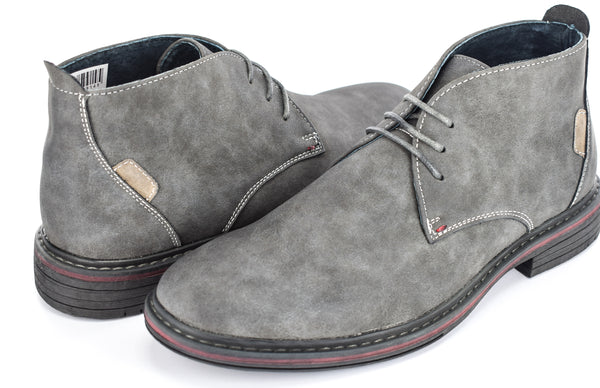 Mens Grey Faux Nubuck leather 3 Eyelet Desert Boots