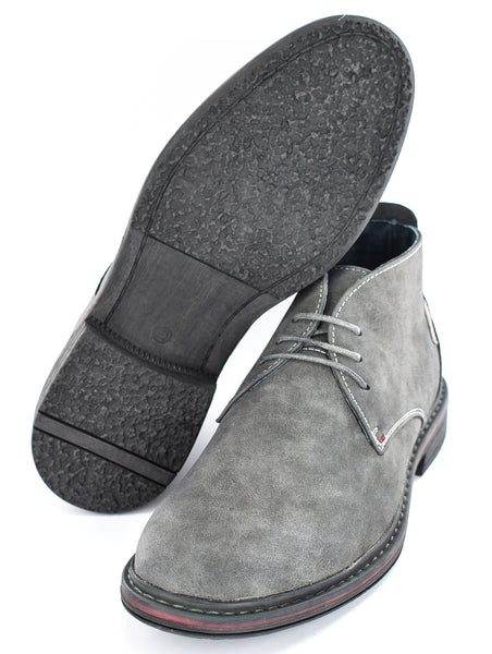 Mens Grey Faux Nubuck leather 3 Eyelet Desert Boots