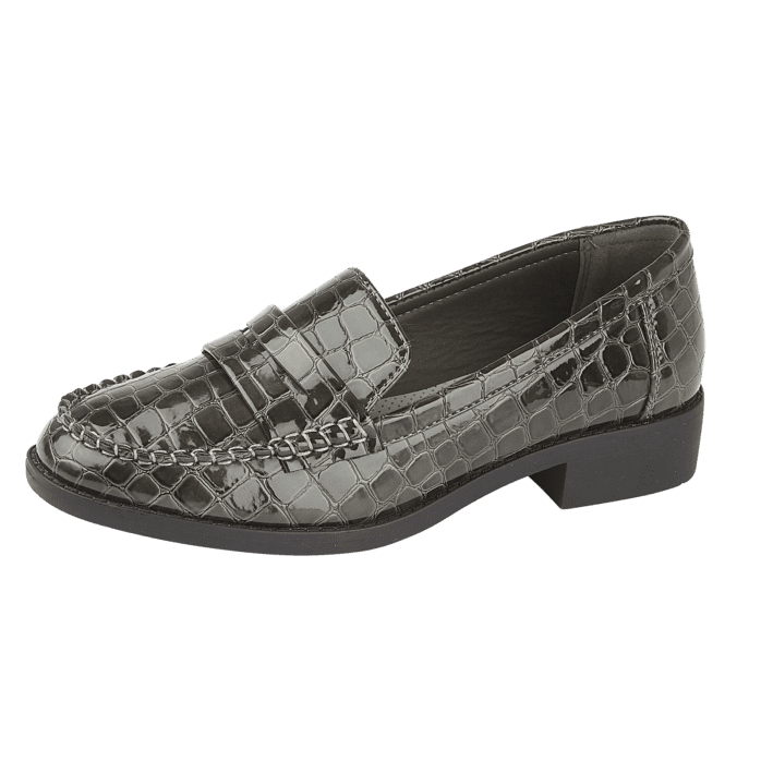 LADIES NATASHA GREY CROC PATENT COMFORT SHOES