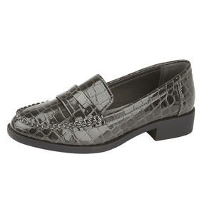 LADIES NATASHA GREY CROC PATENT COMFORT SHOES