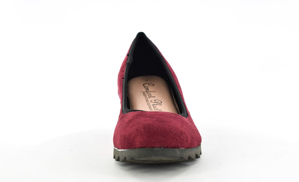 Women/Ladies Burgundy Faux Suede Wedge Pumps/Shoes